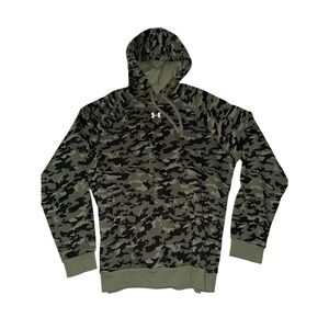 Mens Under Armour Green Camo Hoodie Sweatshirt Size LG Pullover Lounge
